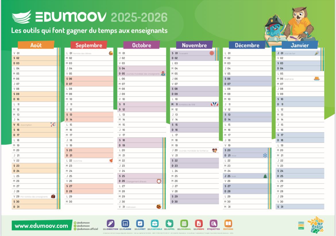 Téléchargez gratuitement notre calendrier 2025-2026 !